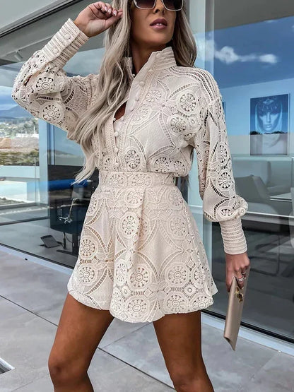 Women's Ibiza Two-Piece Summer Set with Boho Cutout Details