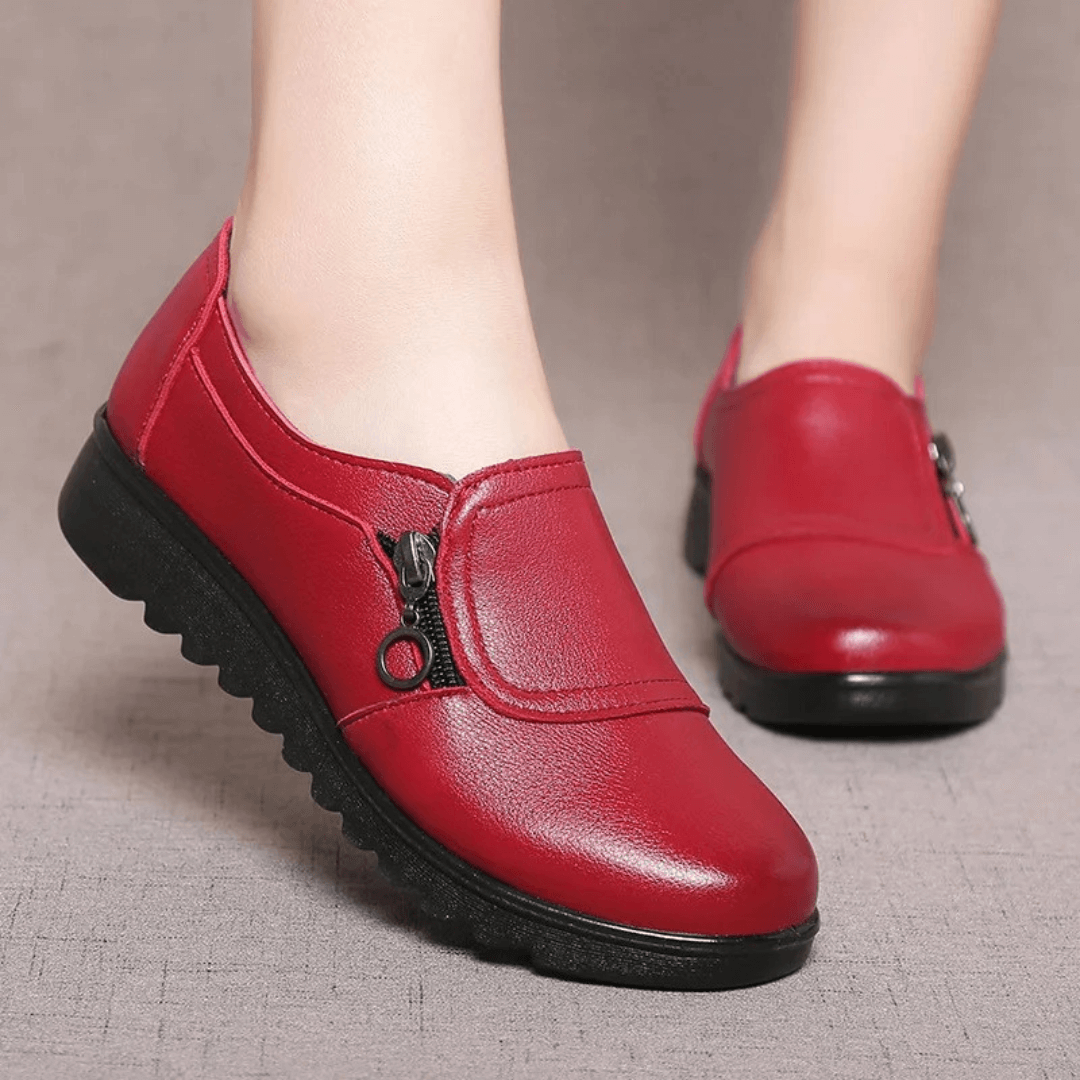 Women's Orthopedic Slip-On Shoes with Zipper Closure and Non-Slip Sole