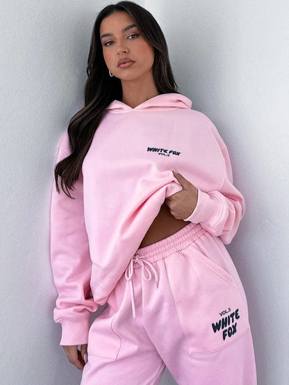 Women's Pink Hooded Sweatshirt and Jogger Activewear Set
