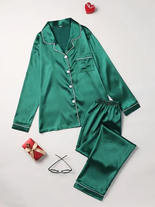 Women’s Silk Nightwear Set with Loose Fit and Elegant Two-Piece Design