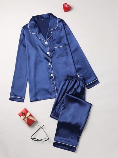 Women’s Silk Nightwear Set with Loose Fit and Elegant Two-Piece Design