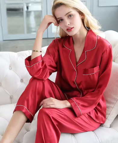 Women’s Silk Nightwear Set with Loose Fit and Elegant Two-Piece Design