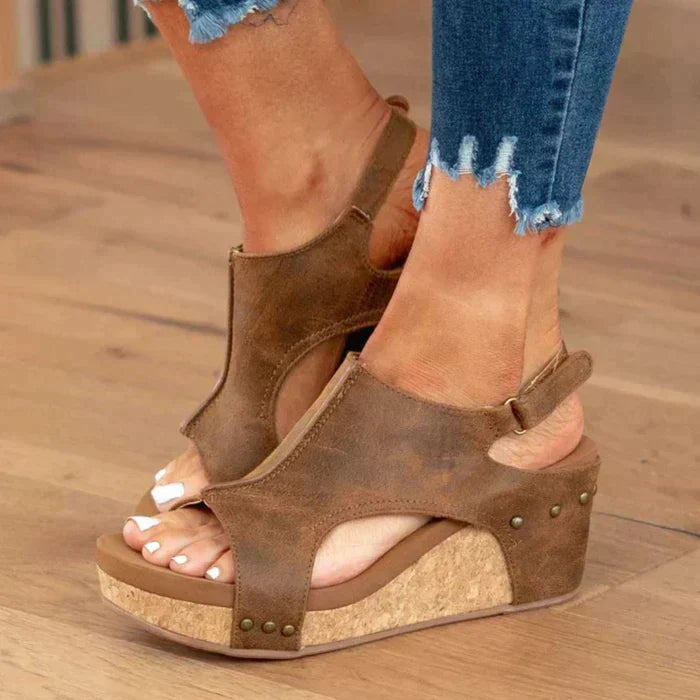 Women’s Wedge Heels with Padded Insole and Velcro Heel Strap
