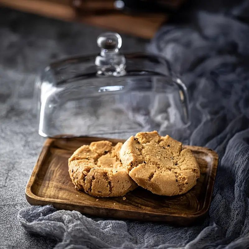 Wood and Glass Butter Dish for an Elegant Table Setting