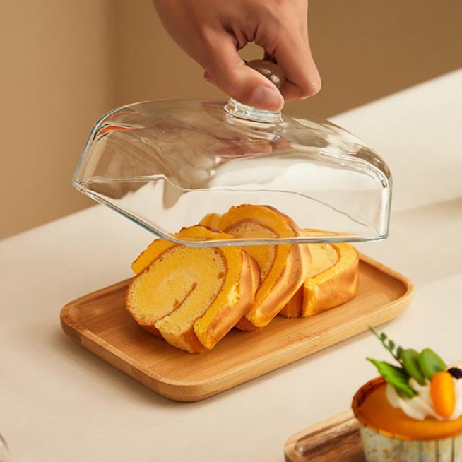 Wood and Glass Butter Dish for an Elegant Table Setting