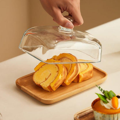 Wood and Glass Butter Dish for an Elegant Table Setting