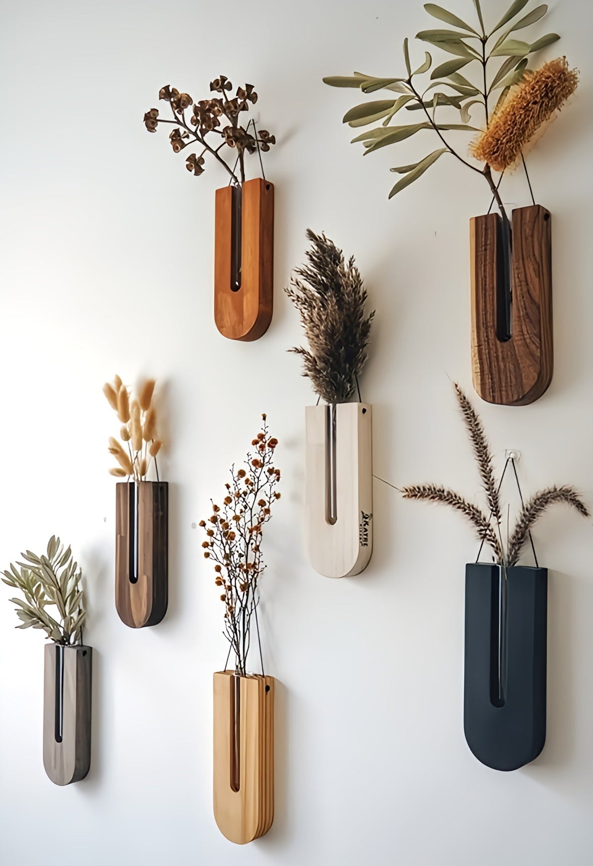 WoodFlora Rustic Wooden Wall Plant Holder Set