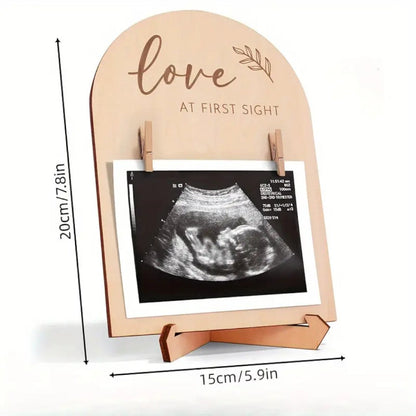 Wooden Baby Memory Frame for Ultrasound Photos and Birth Details