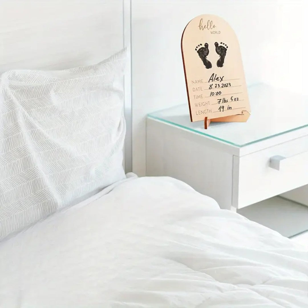 Wooden Baby Memory Frame for Ultrasound Photos and Birth Details