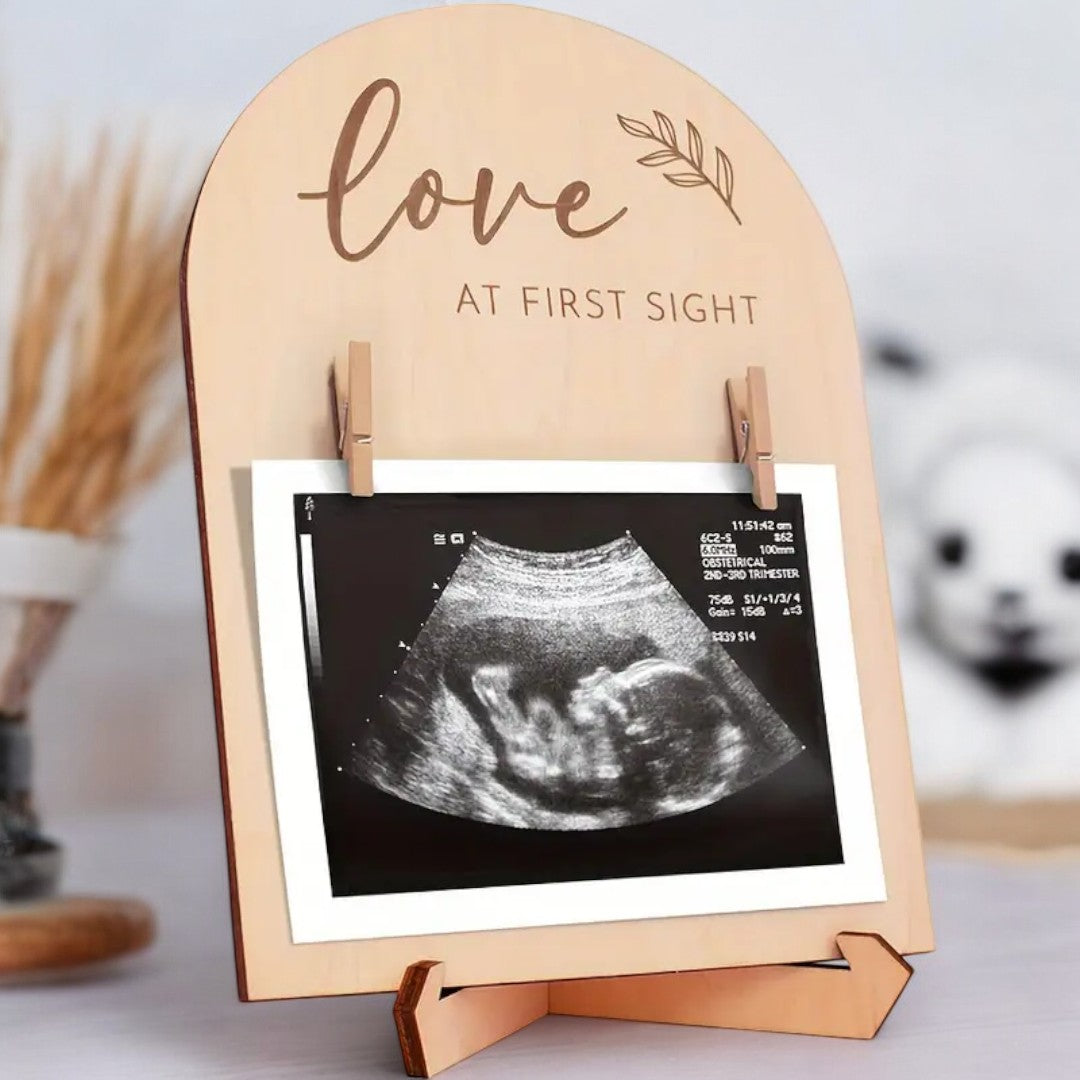 Wooden Baby Memory Frame for Ultrasound Photos and Birth Details