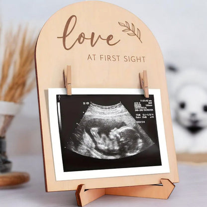 Wooden Baby Memory Frame for Ultrasound Photos and Birth Details