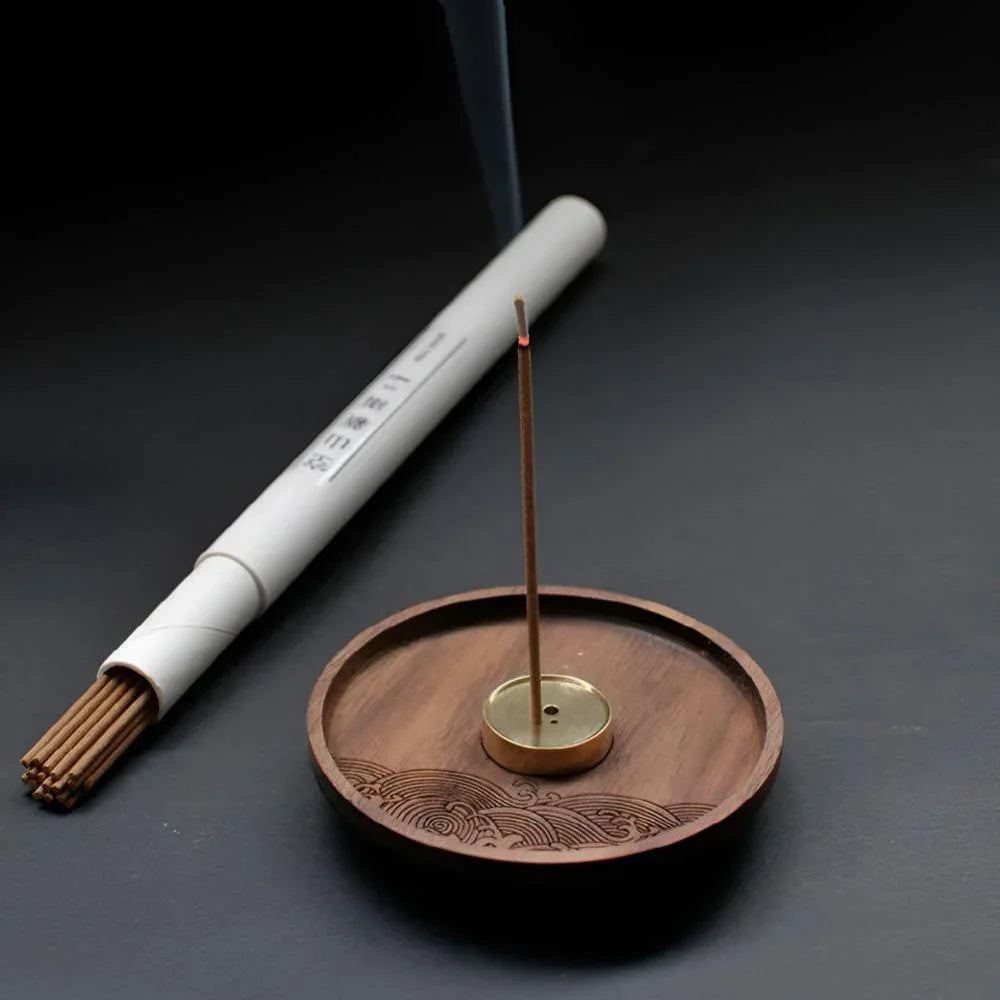 Wooden Incense Holder with Copper Insert and Ash Catcher Bowl