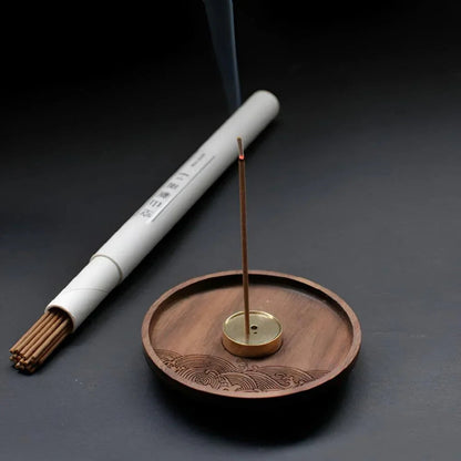 Wooden Incense Holder with Copper Insert and Ash Catcher Bowl