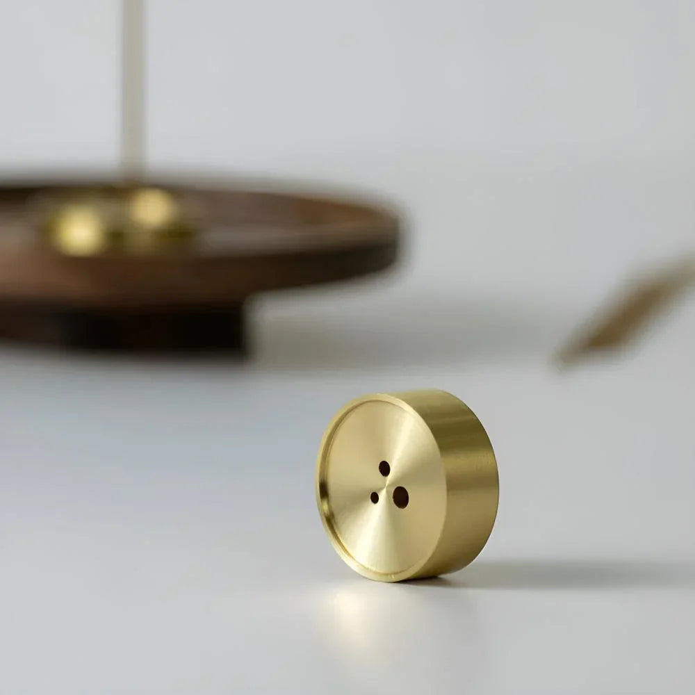Wooden Incense Holder with Copper Insert and Ash Catcher Bowl