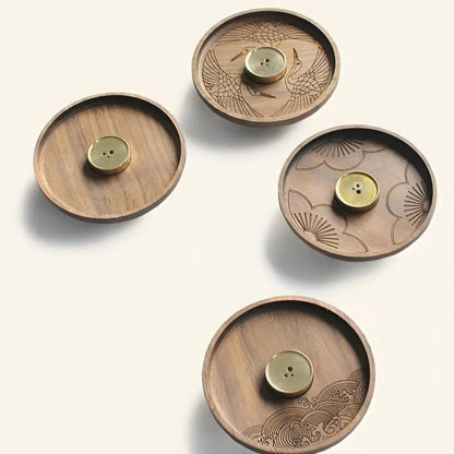 Wooden Incense Holder with Copper Insert and Ash Catcher Bowl