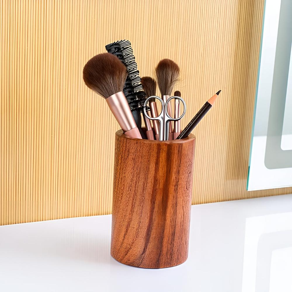Wooden Kitchen Utensil Holder – Minimalist Organiser with Drainage Design