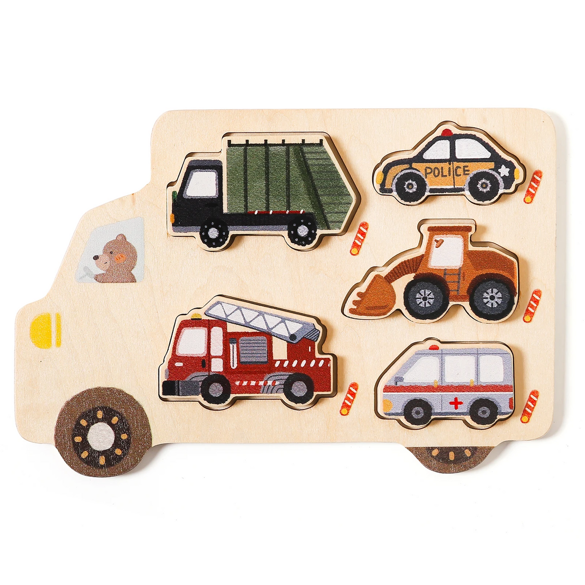 Wooden Montessori Puzzle Toy for Preschool Children with Fun Themes
