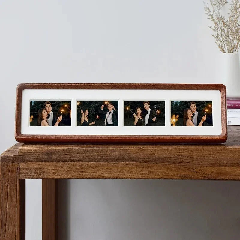 Wooden Multi-Photo Frame with White Mat for Wall or Shelf