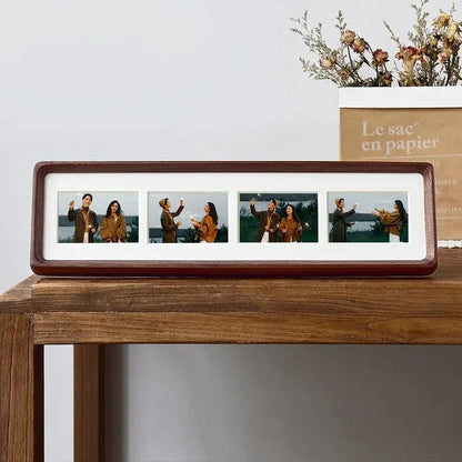 Wooden Multi-Photo Frame with White Mat for Wall or Shelf