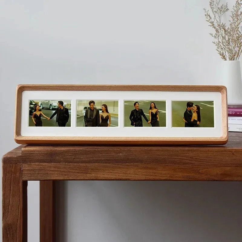 Wooden Multi-Photo Frame with White Mat for Wall or Shelf