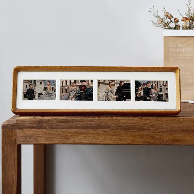 Wooden Multi-Photo Frame with White Mat for Wall or Shelf