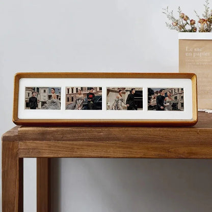 Wooden Multi-Photo Frame with White Mat for Wall or Shelf