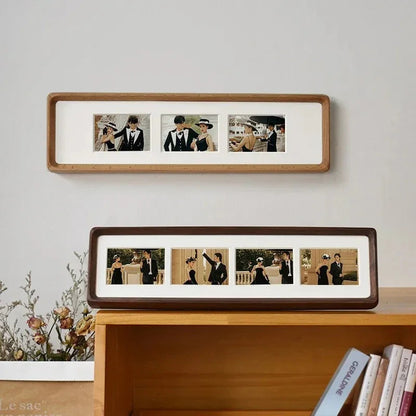 Wooden Multi-Photo Frame with White Mat for Wall or Shelf