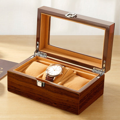 Wooden Watch Box with Velvet Interior for Watch Storage and Display