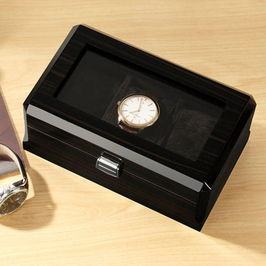 Wooden Watch Box with Velvet Interior for Watch Storage and Display