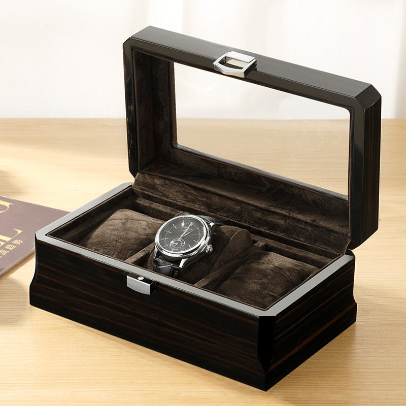 Wooden Watch Box with Velvet Interior for Watch Storage and Display