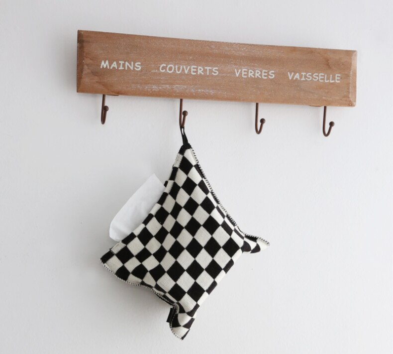 Woven Cotton Tissue Box Cover with Striped Design