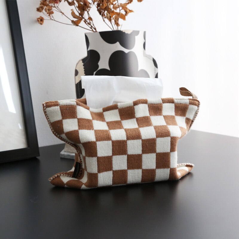 Woven Cotton Tissue Box Cover with Striped Design