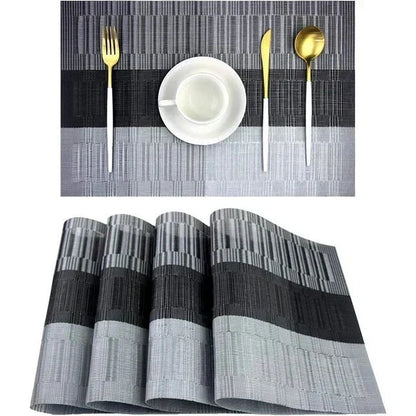 Woven Vinyl Placemats with Textured Matte Finish and Heat-Resistant Table Protection
