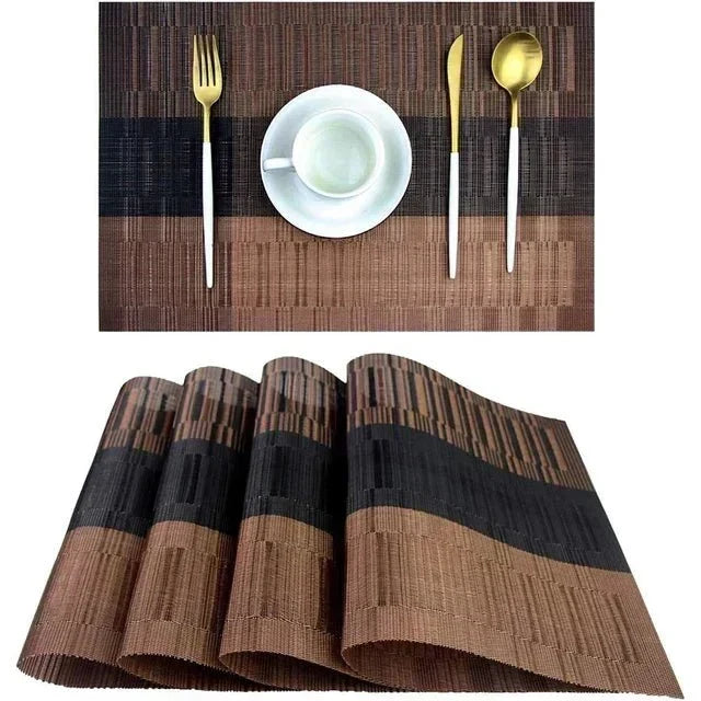 Woven Vinyl Placemats with Textured Matte Finish and Heat-Resistant Table Protection