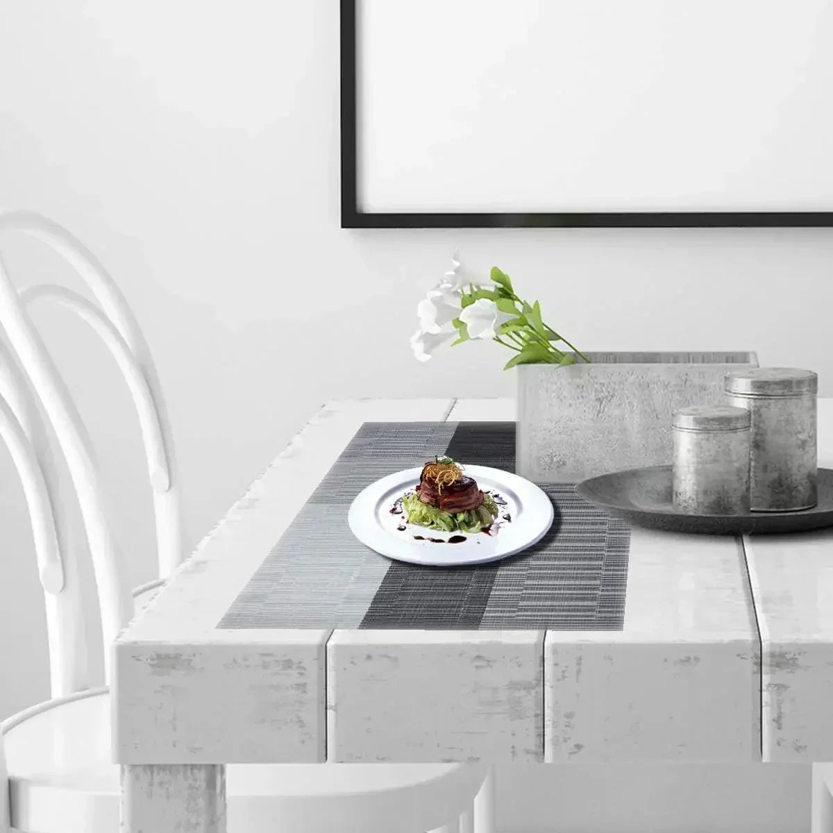Woven Vinyl Placemats with Textured Matte Finish and Heat-Resistant Table Protection