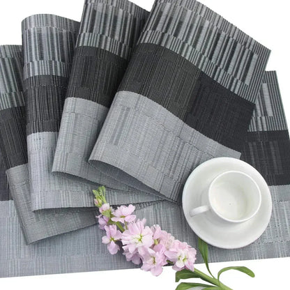 Woven Vinyl Placemats with Textured Matte Finish and Heat-Resistant Table Protection