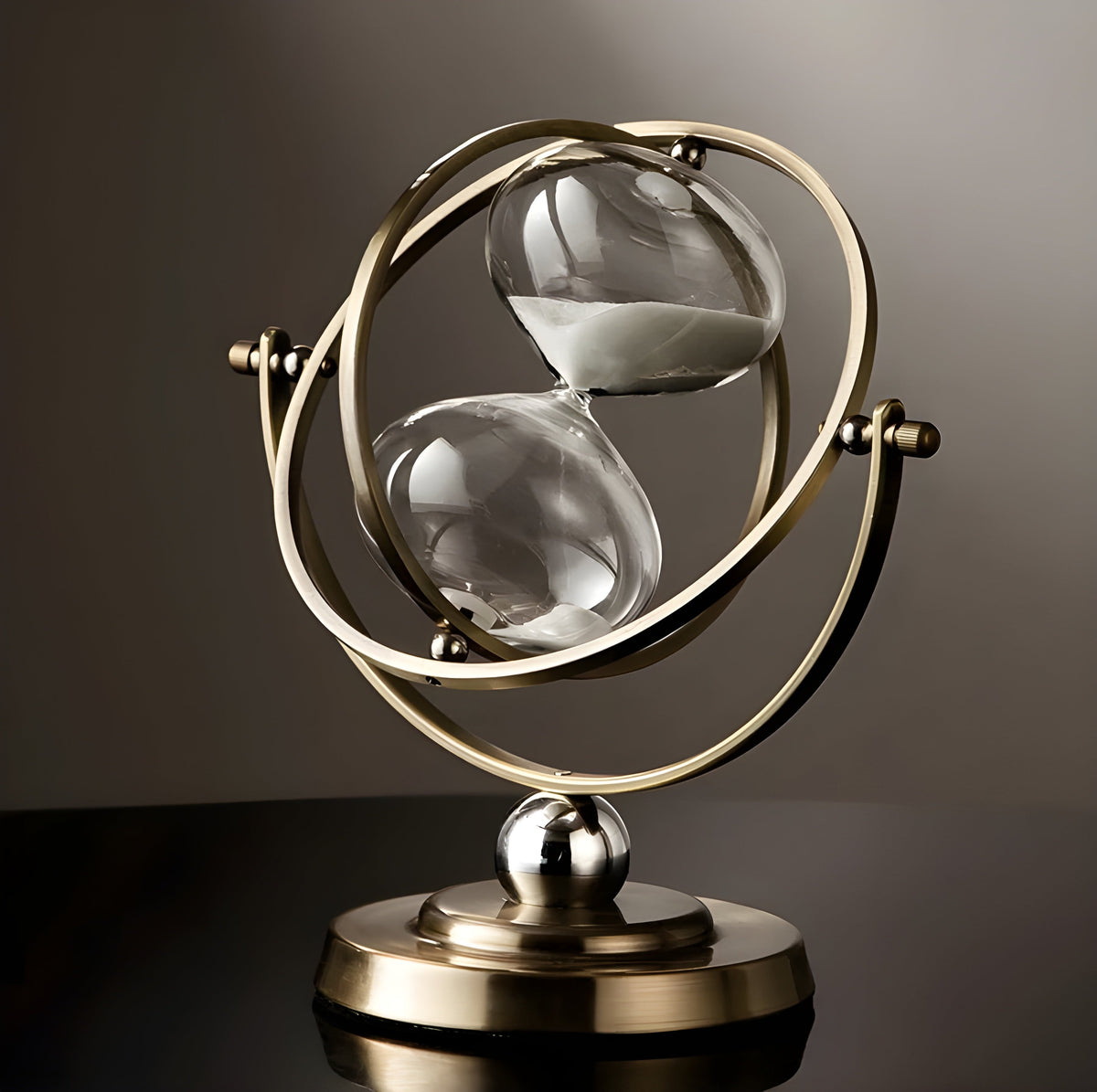 Elegant Gold Frame Hourglass Timer with Black or White Sand 30 or 60 Minute Timing