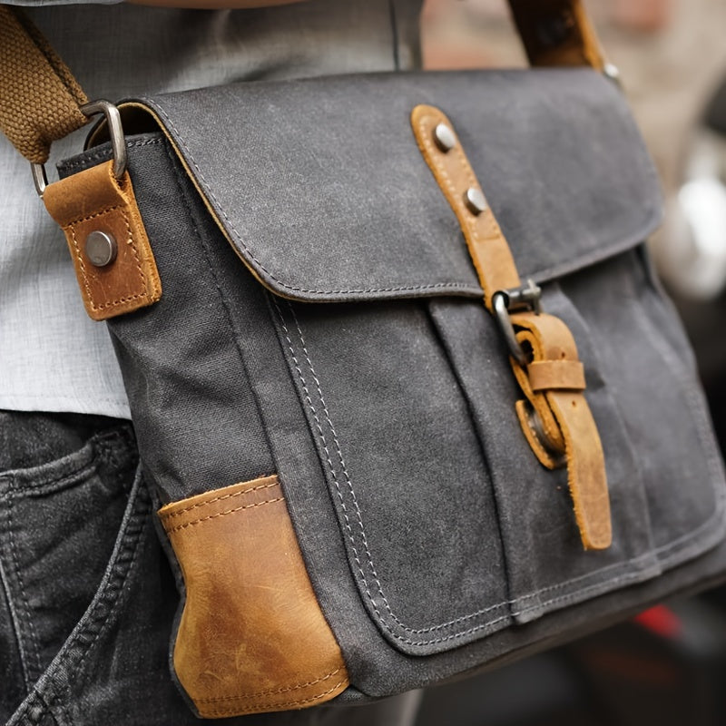 Retro Canvas Travel Shoulder Bag with Adjustable Strap Secure Zip Closure Everyday Carry
