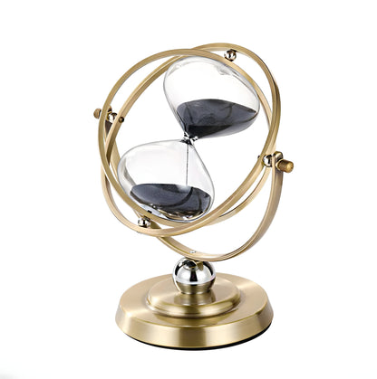 Elegant Gold Frame Hourglass Timer with Black or White Sand 30 or 60 Minute Timing