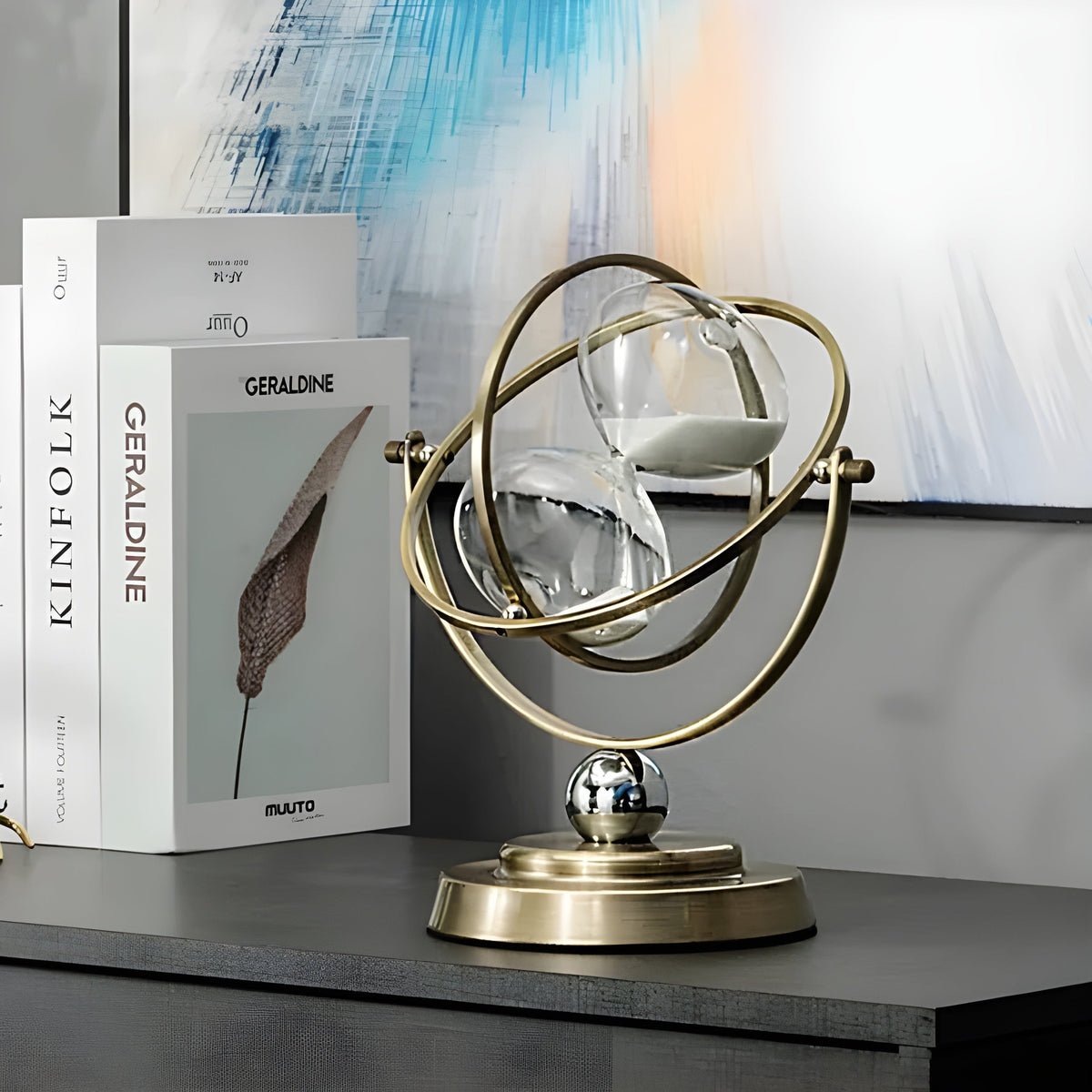 Elegant Gold Frame Hourglass Timer with Black or White Sand 30 or 60 Minute Timing