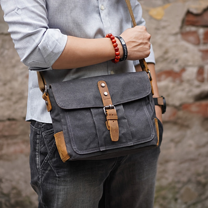 Retro Canvas Travel Shoulder Bag with Adjustable Strap Secure Zip Closure Everyday Carry