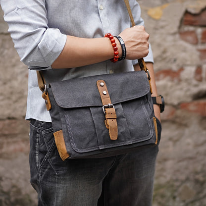 Retro Canvas Travel Shoulder Bag with Adjustable Strap Secure Zip Closure Everyday Carry