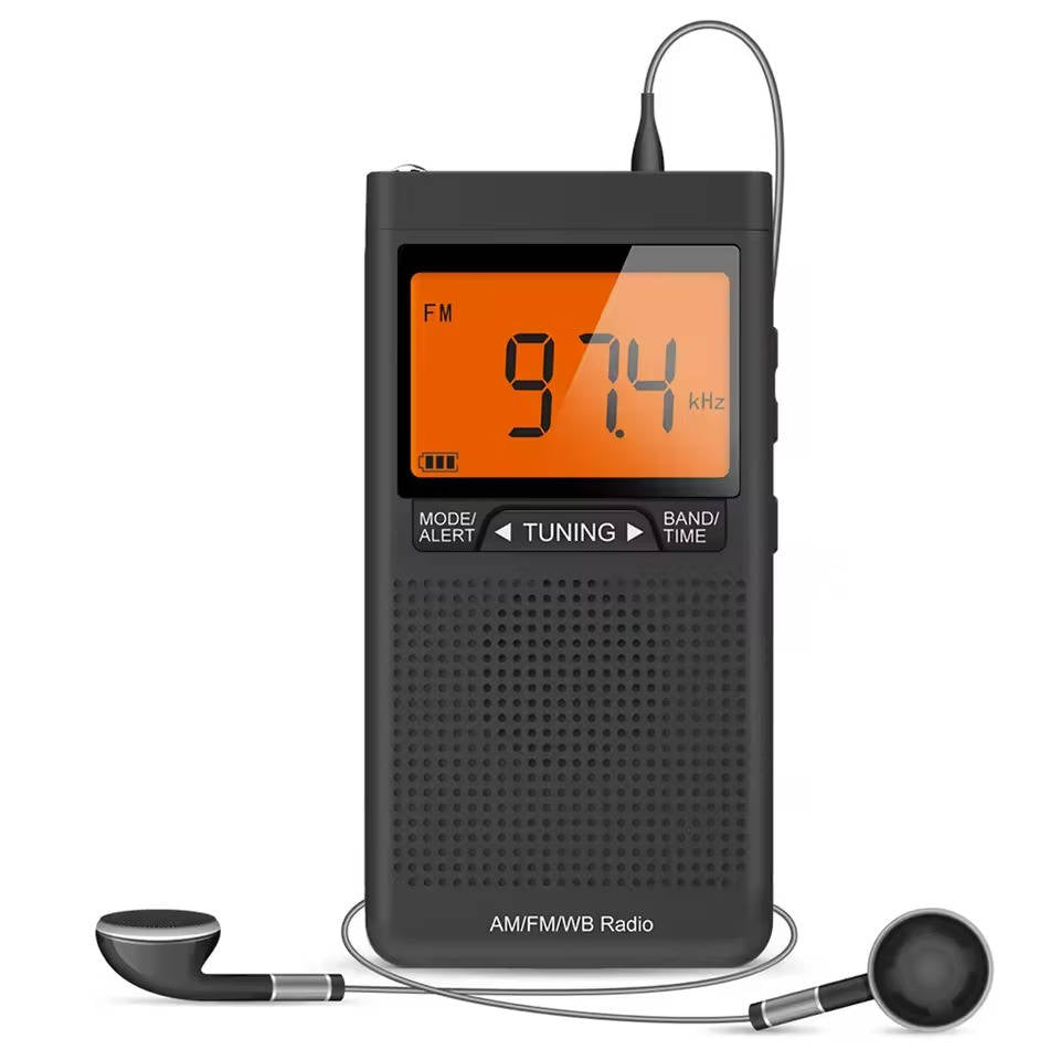 Portable AM FM Pocket Radio with Weather Alerts Digital Tuning Alarm Clock and Sleep Timer