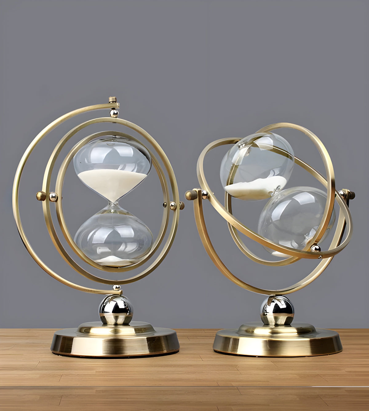 Elegant Gold Frame Hourglass Timer with Black or White Sand 30 or 60 Minute Timing