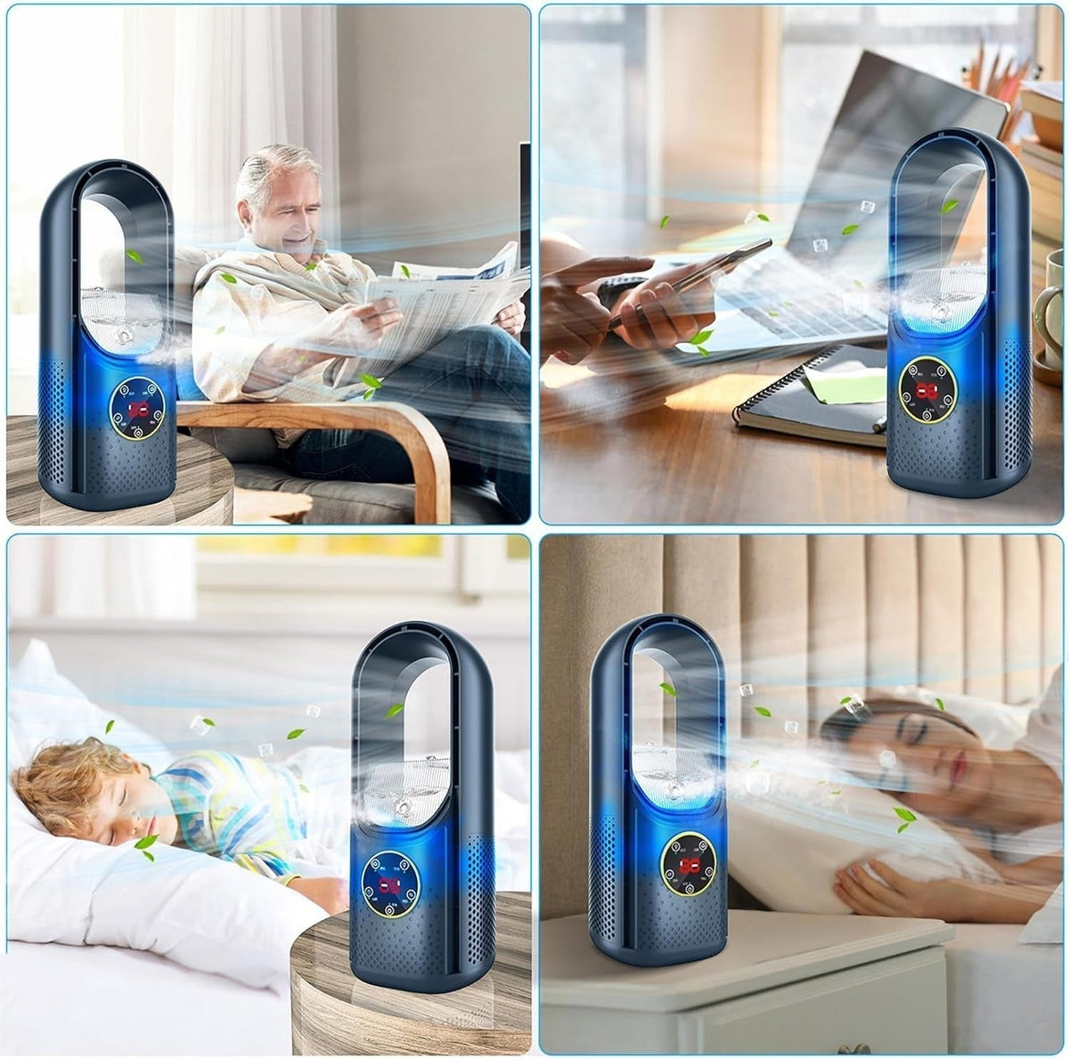 Portable Bladeless Air Cooler with Six Speeds