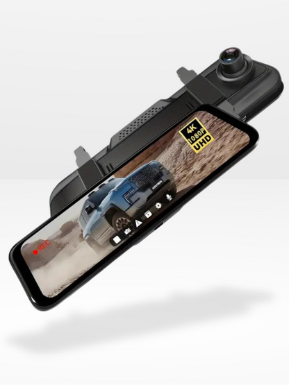 4K Front Rear Dash Cam Mirror with CarPlay Driving Assistant